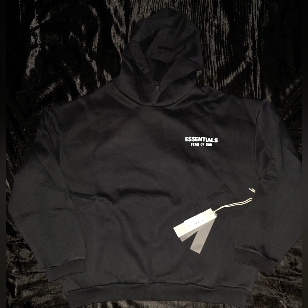 Fear of God Essentials Hoodie, Black Oatmeal
